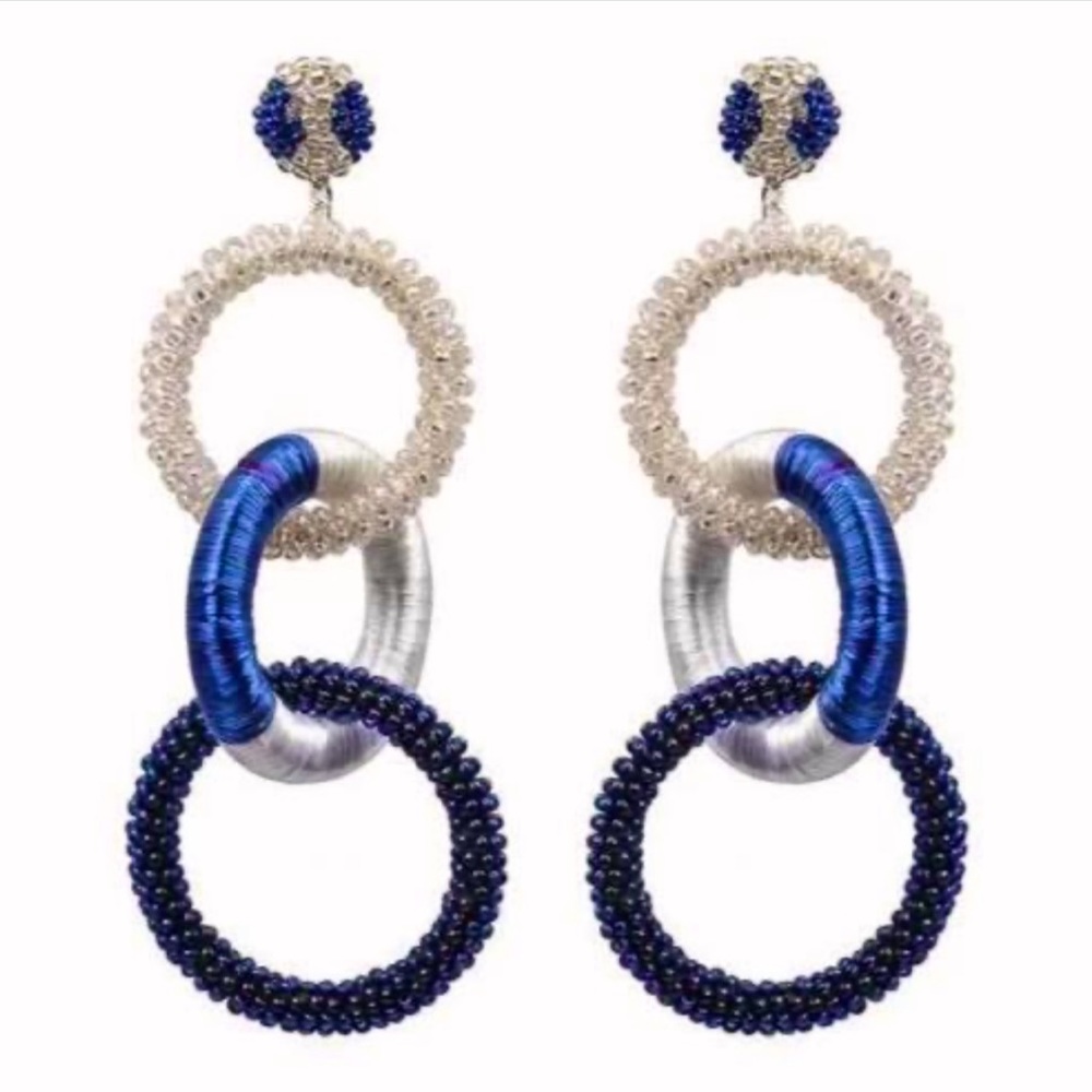 πΊπHPππΊ NWT Deepa Gurnani Beaded Triple Hoop Chandeliers - Picture 13 of 13